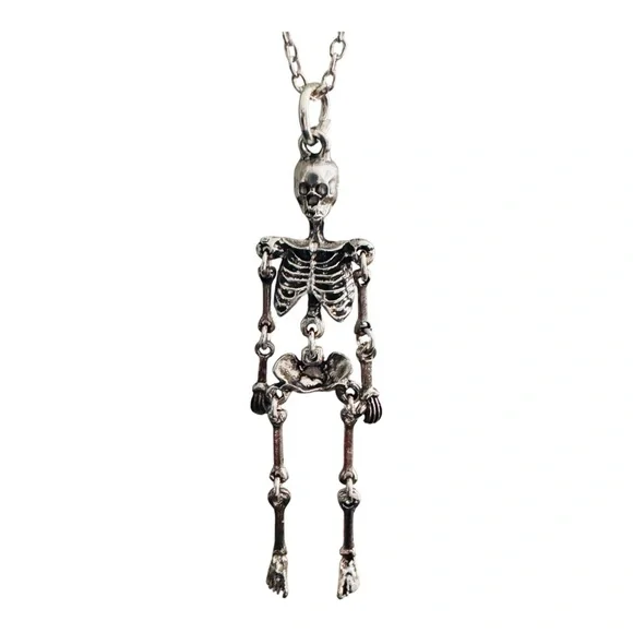 Silver Skeleton Pendant Necklace He moved about ! - Picture 3 of 7